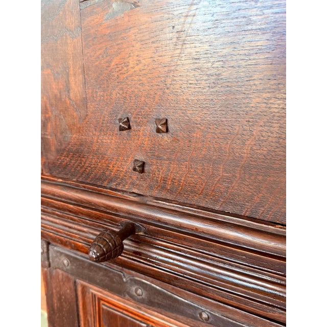 Brown !9th Spanish Solid Walnut Cabinet on Stand or Bargueño, Desk For Sale - Image 8 of 18