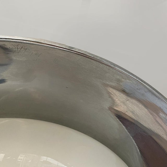 Italian Art Deco Round Pendant in Opaline Glass and Metal, 1930s For Sale - Image 6 of 17
