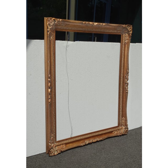 Large 58"Tallx45 Vintage French Country Gold Ornate Picture Frame For Sale - Image 4 of 11