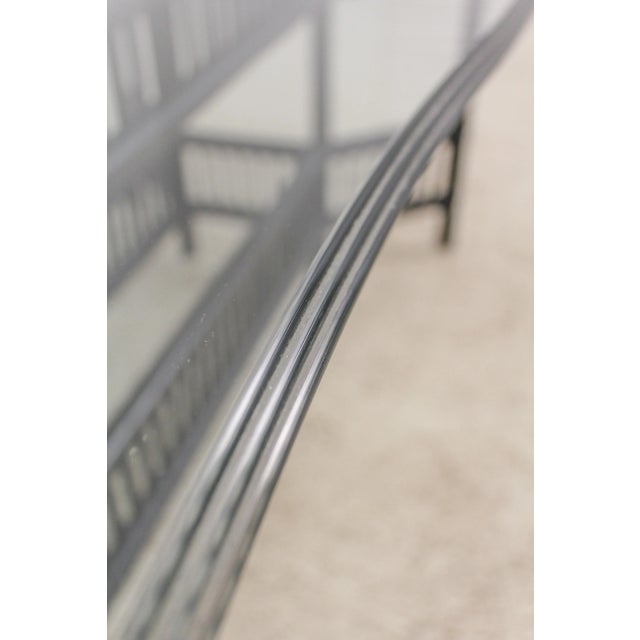 Bamboo Form Base Glass Top Dining Room Table For Sale - Image 4 of 12