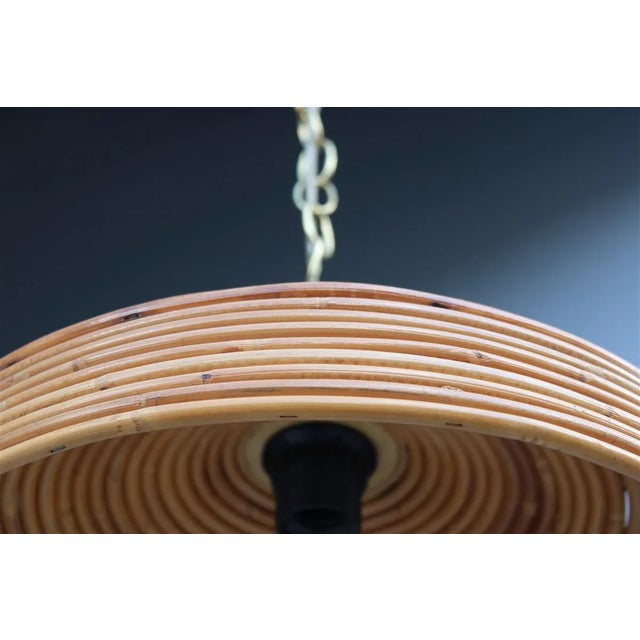 Mid-Century Modern Italian Round Bamboo Chandelier, 1950s For Sale - Image 3 of 10