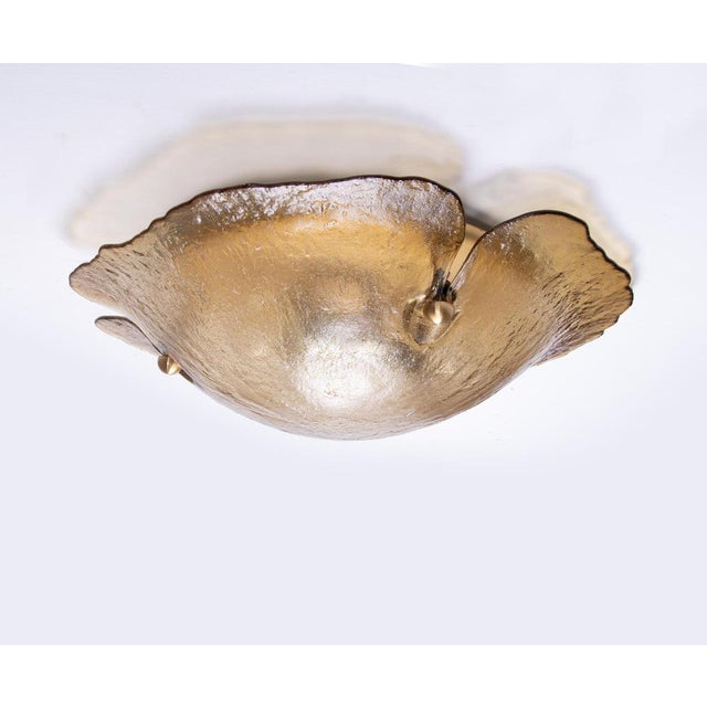 Vintage German Flush Mount in Amber Murano Glass and Brass from Peill & Putzler, 1960 For Sale - Image 4 of 9