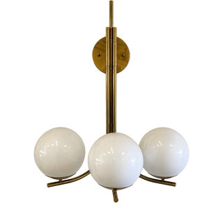 Large Brass and Glass Wall Light, 1960s For Sale