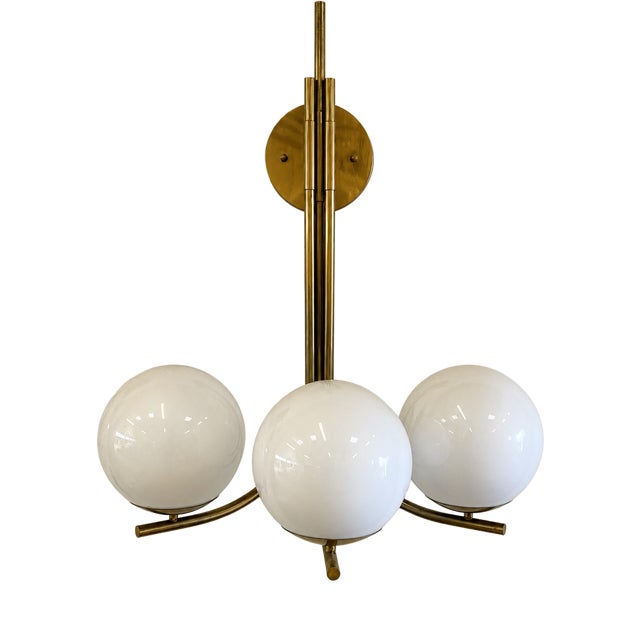 Large Brass and Glass Wall Light, 1960s For Sale