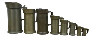 Antique Graduated Zamac Italian Pewter Measuring Cups Steins Tankards 2" to 8"- Set of 8