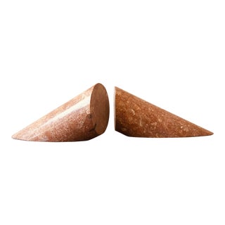 Mid Century Rose Marble Bookends - a Pair For Sale