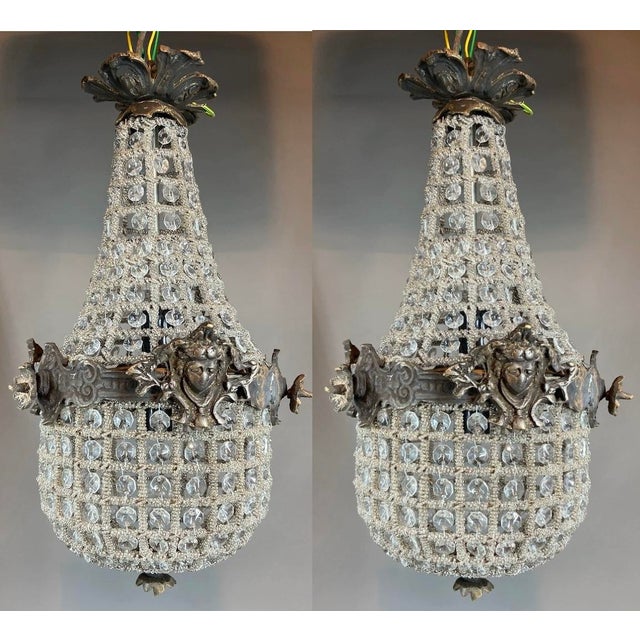 Charcoal 1960s French Louis XVI Charcoal Bronze Chandeliers -Pair For Sale - Image 8 of 18
