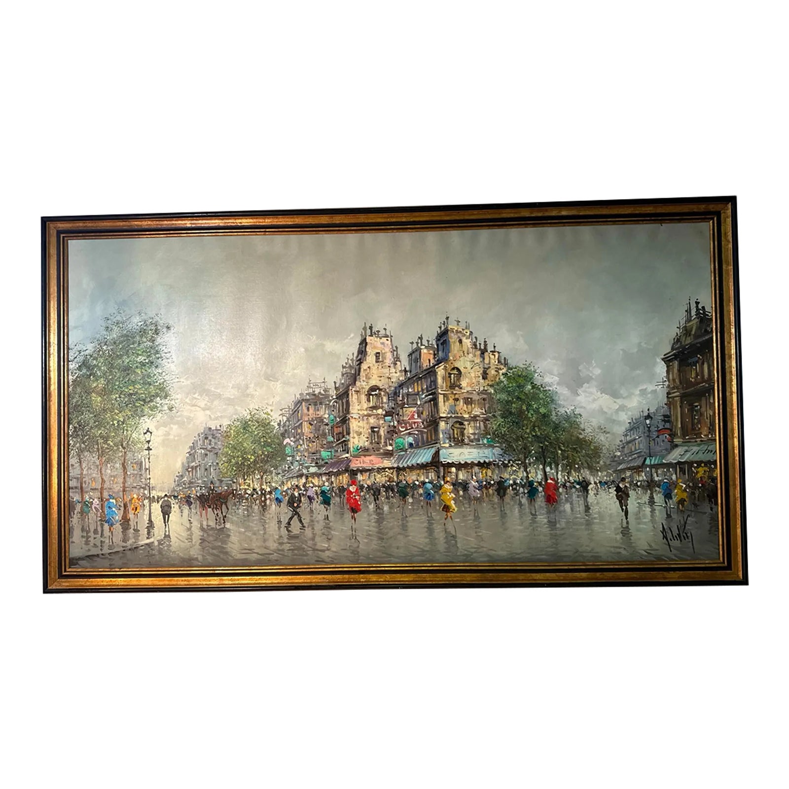 1960s Itallian Oil Painting Street Scene by Antonio Divity | Chairish