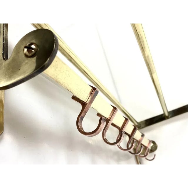 Antique Two Tone Brass Wall Coat Rack, 1930s For Sale - Image 4 of 10