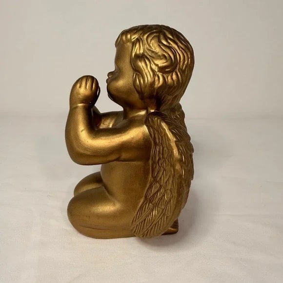 Gold Vintage Caffco Gold Kneeling Praying Angel Cherub Figurine Statue Christ Decor Religious For Sale - Image 8 of 12