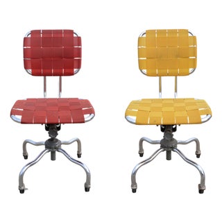 1950s Mid Century Modern Industrial Bevco Chrome Office Desk Chairs - A Pair For Sale