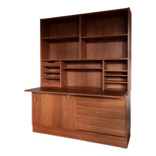 Danish Teak Secretaire Bookcase, attributed to Svend Aage Rasmussen, 1960s For Sale