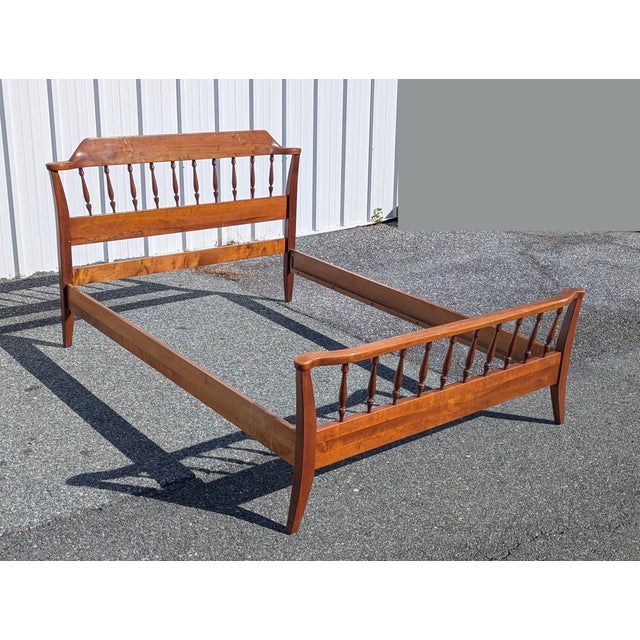 Vintage Cherrywood Shaker Style Queen Bedframe For Sale - Image 9 of 10