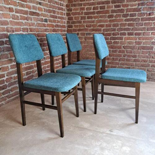 Vintage Bouclé Fabric Chairs Czechoslovakia (1960s), Set of 4 For Sale - Image 5 of 6