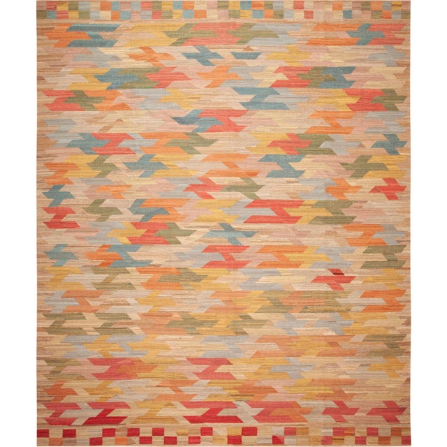 Vibrant Large Size Modern Contemporary Kilim Rug, Country of Origin: Central Asia, Circa date: Modern