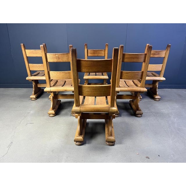 Brutalist Brutalist Oak Dining Chairs, 1960s, Set of 6 For Sale - Image 3 of 12