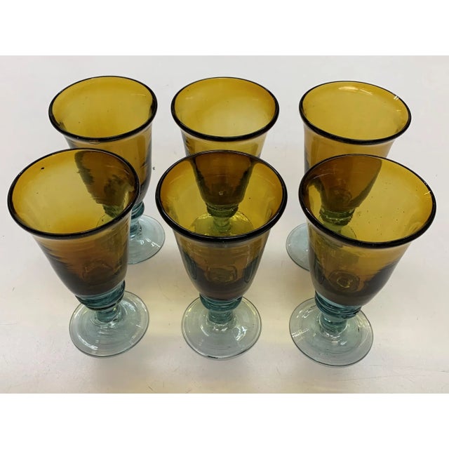 Vintage Amber Glassware - Set of 6 For Sale - Image 10 of 10