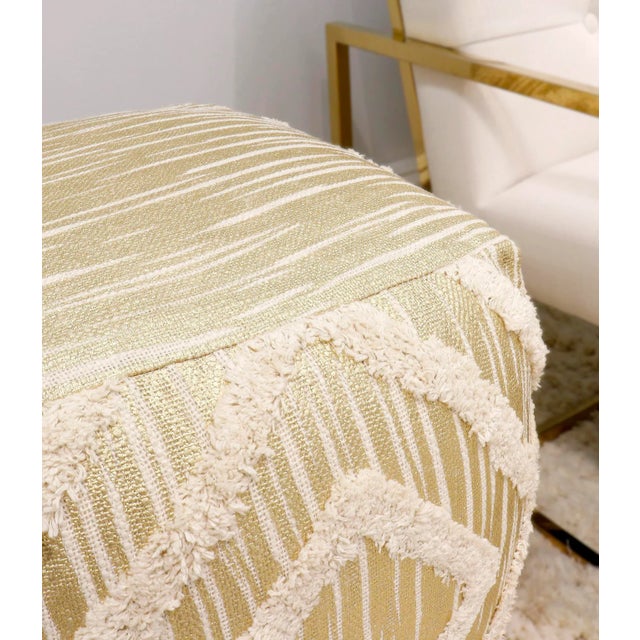 Pasargad Home Grandcanyon Gold Cotton Pouf For Sale In New York - Image 6 of 11