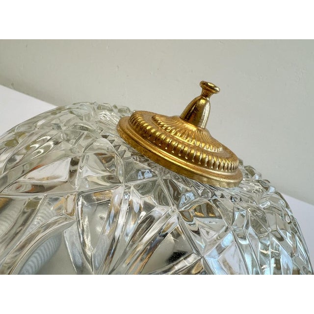 Gold Brass and Cut Glass Flush Mount, 1960s For Sale - Image 8 of 12