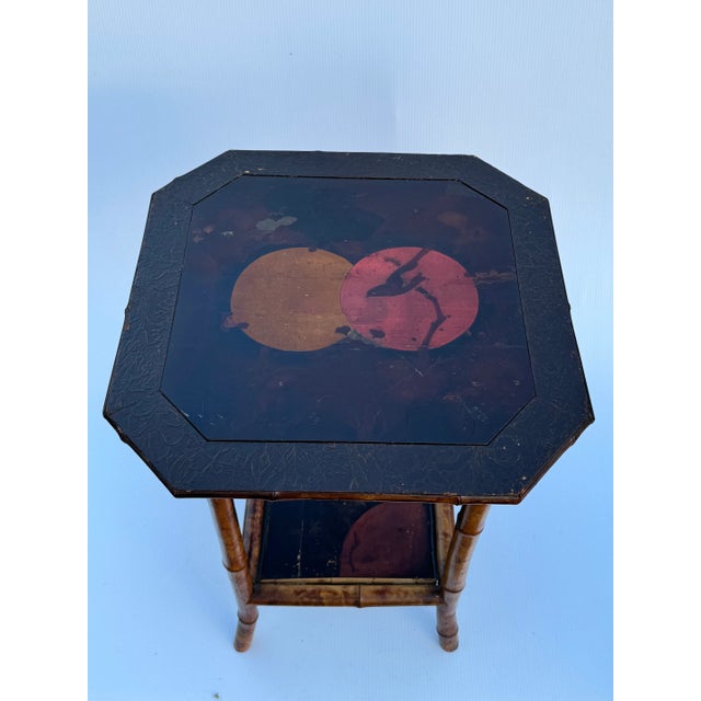 English Bamboo Occasional Table With Octagonal Lacquered Top For Sale - Image 9 of 12