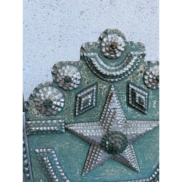 Silver Tramp Art Folk Art Dog Bed With Silver And Blue Paint For Sale - Image 8 of 12