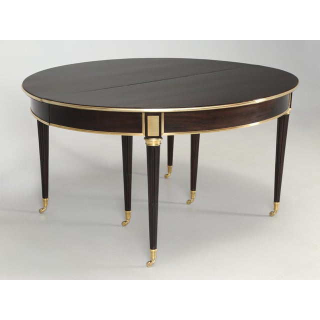 French Antique French Directoire Solid Mahogany Dining Table, Exquisite Bronze Details For Sale - Image 3 of 12