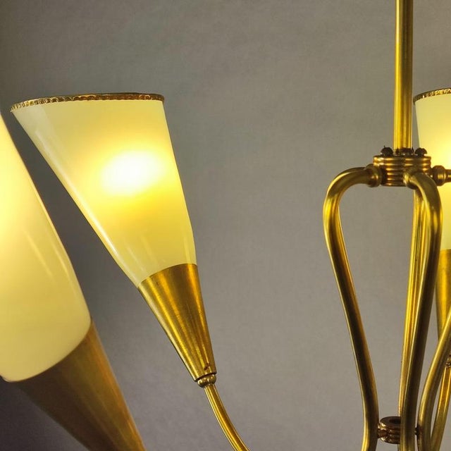 Pendant Light in Brass and Murano Glass, 1950s For Sale - Image 5 of 13