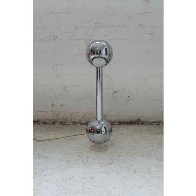 Pair of Chrome John Mascheroni Barbell Lamps For Sale In Chicago - Image 6 of 9