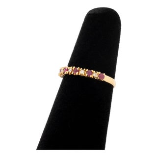 Modernist Ruby and Diamond 14k Yellow Gold Ring For Sale