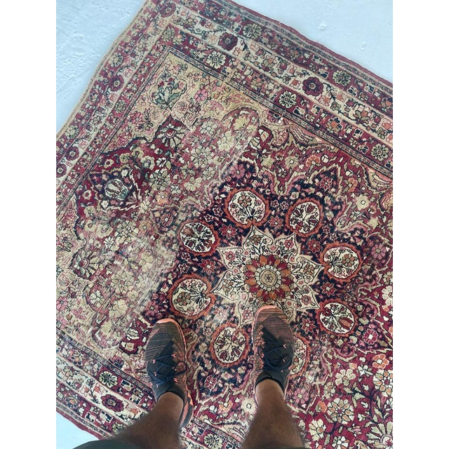 Early 20th Century Antique Persian Sage Green Kermanshah Rug 4.3 x 5.7 For Sale - Image 5 of 16