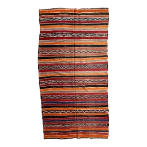 1980s Striped Flatweave Rug - 9.2 X 4.99 Ft