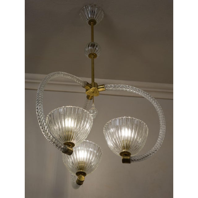 Glass Vintage Murano Blown Glass Chandelier by Ercole Barovier for Barovier & Toso, 1930s For Sale - Image 7 of 14