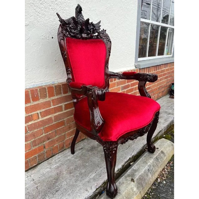 Late 20th Century Pair of Rococo Style Eagle Carved Armchairs For Sale - Image 10 of 13