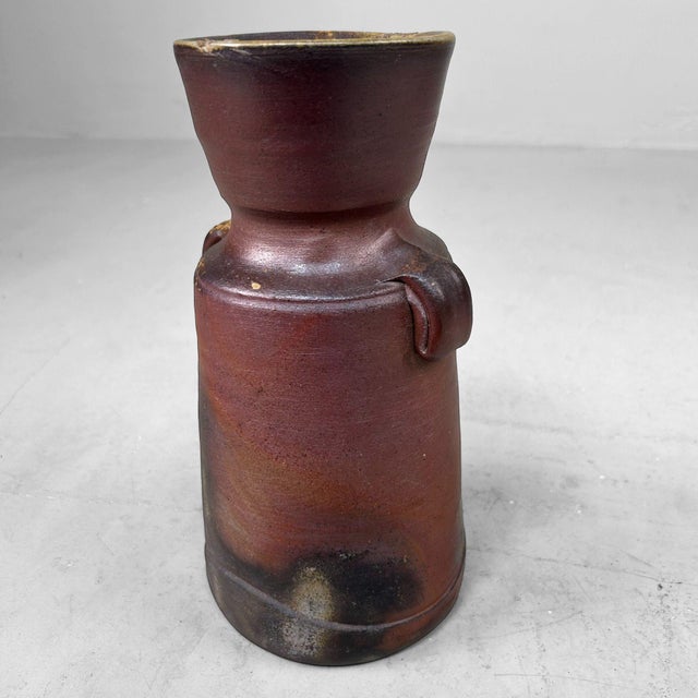 Japanese Bizen Ware Ikebana Vase, 1970 For Sale - Image 13 of 18