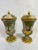 1990s Italian Ivory, Yellow & Blue Color Hand-Painted Ceramic Urns - a Pair For Sale - Image 9 of 12