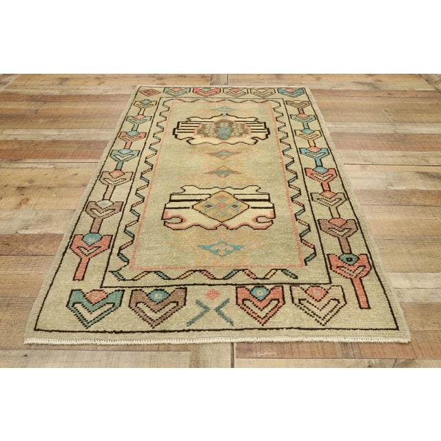 Taupe Vintage Turkish Oushak Rug - 03'01 X 05'06 For Sale - Image 8 of 11
