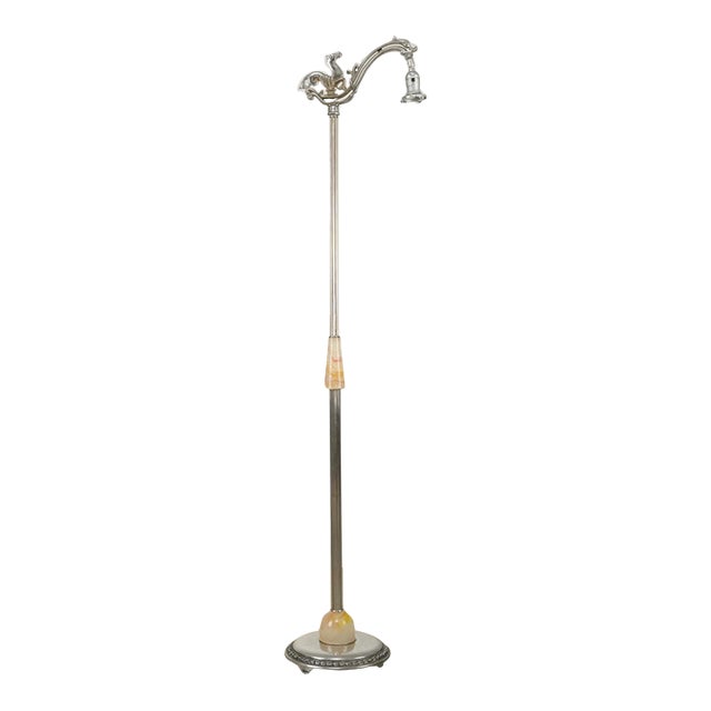 Vintage Mythic Hippocampus Celluloid Nickel Floor Lamp For Sale