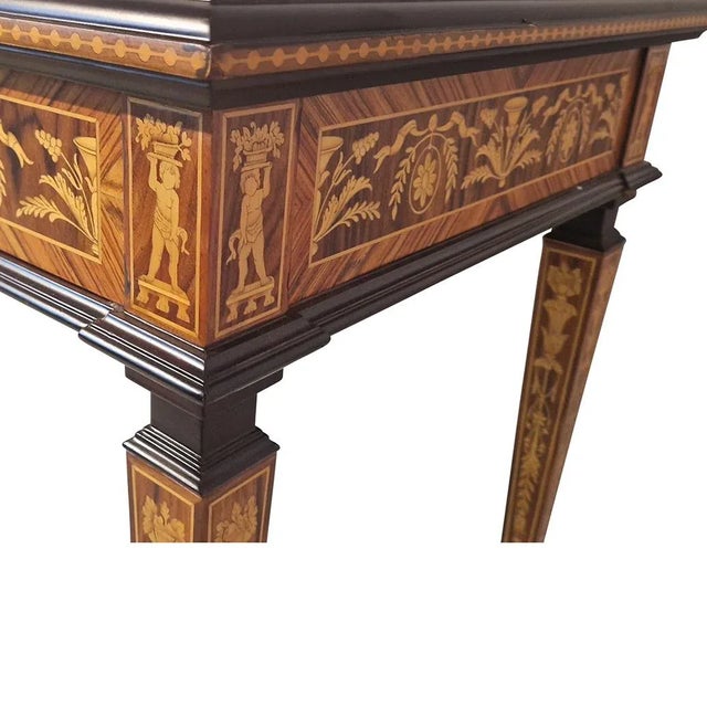 Brown Louis XVI Style Inlaid Writing Table, 1980s For Sale - Image 8 of 9