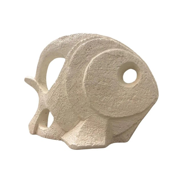 Postmodern Vintage 1980s Postmodern White Table Top Fish Sculpture Attributed to Austin Productions For Sale - Image 3 of 9