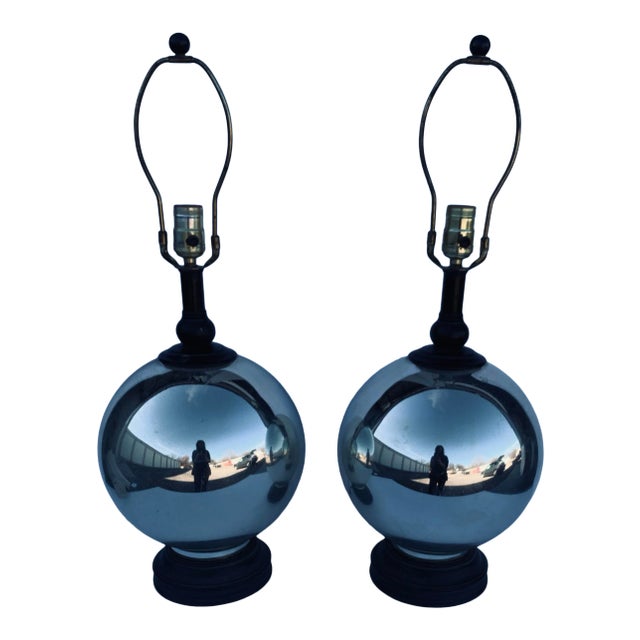 Vintage Mercury Glass Table Lamps a Pair For Sale