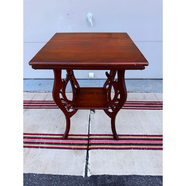 Antique Victorian Cherry Tabouret Table With Reticulated Fretwork, Circa 1890-1910 For Sale - Image 10 of 14