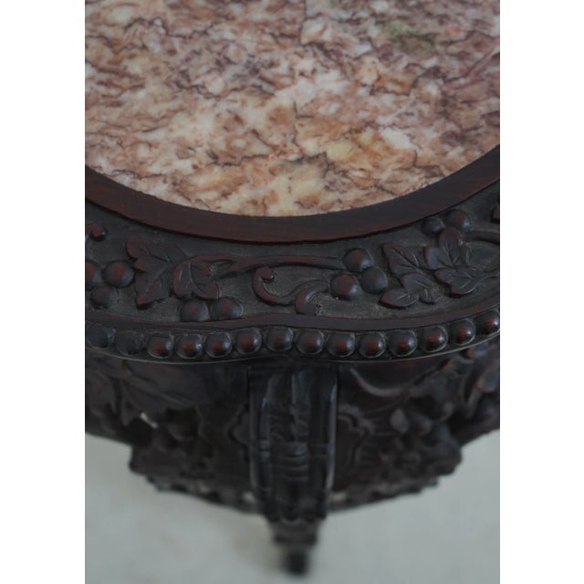 Antique Chinese Carved Rosewood Marble Top Plant Stand For Sale In Philadelphia - Image 6 of 14
