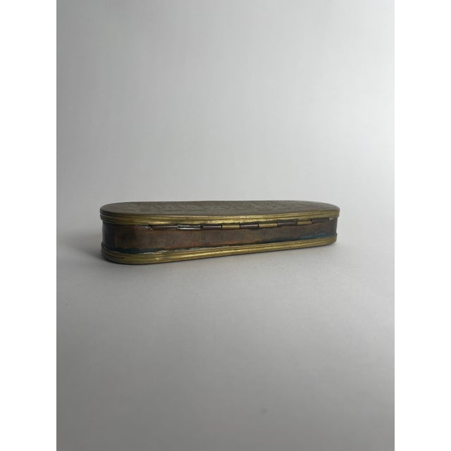 Metal Dutch Brass 18th C. Sailor's Tobacco Box With Calendar For Sale - Image 7 of 9