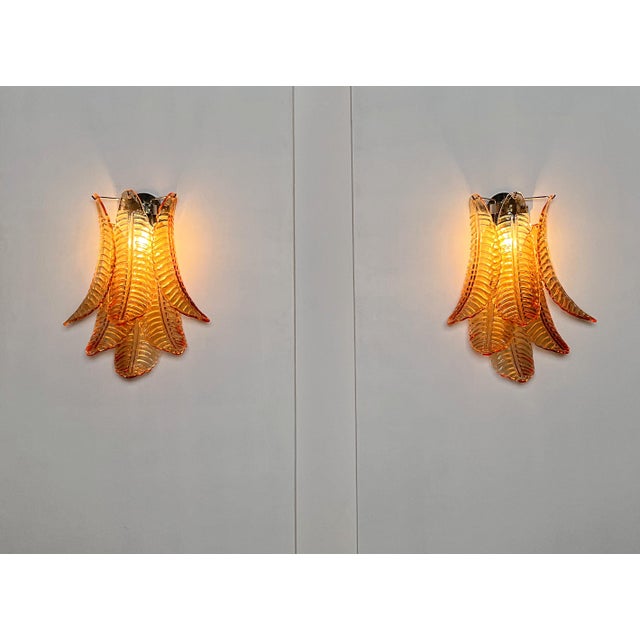 Glass Vintage Murano Amber Felci Glass Wall Sconces, 1990s, Set of 2 For Sale - Image 7 of 18