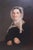 American Early 19th Century American Folk Art School Portrait of a Lady Holding Glasses For Sale - Image 3 of 5