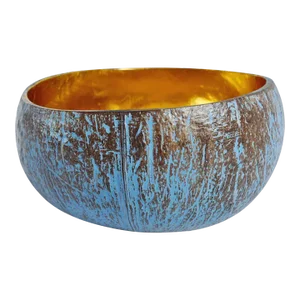 Blue Wash Coconut Candle Bowl
