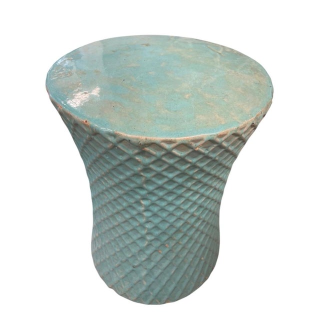 Elevate your interior or exterior decor with this striking vintage glazed ceramic garden stool, finished in a rich,...