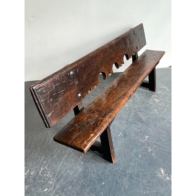 Coffee Vintage 18th Century Carved Plank Bench For Sale - Image 8 of 12