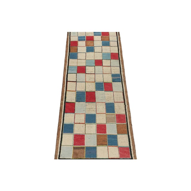 Tribal 1950s Vintage Persian Tribal Runner With Square Patterns by Rug & Kilim For Sale - Image 3 of 8