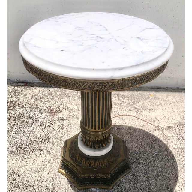 Vintage Mid Century Italian Round Marble Side/End Accent Table For Sale - Image 4 of 12